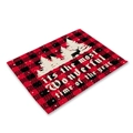 Red buffalo plaid Christmas placemat with reindeer and festive white pine tree print - Red Black Plaid Pine Tree Reindeer