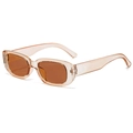 Retro rectangular sunglasses in translucent amber frame with dark brown shaded lenses - Champagne