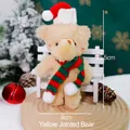 Yellow jointed teddy bear with Christmas hat and scarf floral decoration 15.5cm height - Brown Jointed Bear / 1PC/Height 15.5cm / Brown