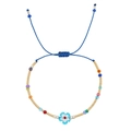 Bracciale di perline colorate con corda intrecciata blu e ciondolo a fiore blu - Fiore Blu Perline Multicolore