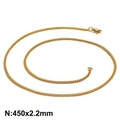 Gouden titanium stalen schakelketting voor heren, maat 450x2,2mm op witte achtergrond - 2mm / 65cm / Goud
