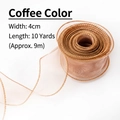 Brown organza ribbon 4cm wide and 10 yards long for cake decoration and gift wrapping - Fishtail Ribbon Coffee / 4cm Wide 9m Long