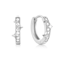 Macro shot of S925 sterling silver hoop earrings with star shape and zircon stones - Silver