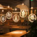 Set of five warm white LED Christmas window lights with snowflake and Santa patterns - Christmas Star Ring 5-Piece Set / Battery Included