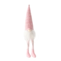 Pink Christmas gnome plush toy with knitted hat and long striped legs for home decor - Pink
