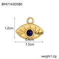 Golden Evil Eye pendant with blue gemstone showing dimensions of 1.5cm width and 1.2cm height - BP47143D5B0-Gold Eye with Blue Stone