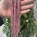 Perles rondes en pierre naturelle rose polie pour la création de bijoux DIY et bracelets - 4mm (Environ 90 Pcs) / Grain de Bois Rouge