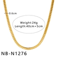 Collier chaîne serpent multicouche en acier inoxydable doré avec longueur réglable - Style de Chaîne Serpent Plate (NB-N1276)