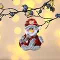 Pendaglio pupazzo di neve in tessuto con cappello a quadri rossi per albero di Natale - Pupazzo di neve / 14*11cm