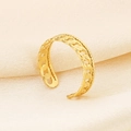 Elegant gold twisted chain open ring with a polished finish and adjustable hollow design - Twist Hollow Chain Style (KR105275-KFC)
