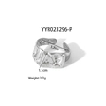 Close-up of hammered silver ring showing 1.7cm diameter and 1.1cm width measurements - Irregular Pleated (YYR023296-P)
