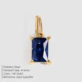Stainless steel 14K gold plated pendant with rectangular blue zircon for DIY necklace - September Royal Blue / Gold