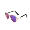 Rose gold pet sunglasses with purple reflective lenses for dogs and cats - Aviator Style Shiny Green