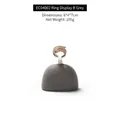 Gray velvet hemispherical ring display stand with dimensions 6x4x7cm and 105g weight - EC04002 Ring Holder B Grey