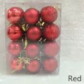 Set of 24 red 3cm Christmas ball ornaments in mirror, matte, and glitter finishes - 3cm Square Box / Red