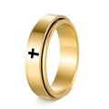 Golden 6mm spinner ring in stainless steel with black cross pattern for stress relief - US 6 / Gold