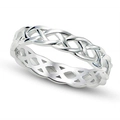 S925 sterling silver toe ring featuring an intricate hollow woven celtic knot design - Size 4/Hollow Woven Texture / Silver