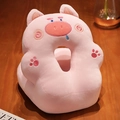Oreiller de sieste cochon en peluche rose avec design creux en forme de O - 28*30*23cm / Oreiller de Sieste en Forme de V - Petit Cochon Rose Rhumé