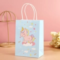 Blauwe eenhoorn cadeautas met witte handvatten en schattig ontwerp voor verjaardagen - NF-Y143 Blauwe Pony / 15*8*21cm