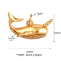 Pendentif narval doré détaillé en laiton poli pour la création de bijoux DIY créatifs - K644571-Gold Narwhal