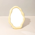 Miroir de table nuage crème avec cadre ondulé esthétique au style Memphis - Jaune (Brillant)