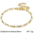 Gold stainless steel beaded chain necklace featuring white enamel dots and lobster clasp - 200*2mm (Bracelet) / White