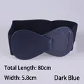Women's 5.8cm wide navy blue elastic waist belt with PU leather finish and buckle closure - 80cm Extended / Dark Blue