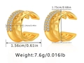 Detailed view of golden ear cuff with cubic zirconia and exact size dimensions - Pave Relievo KE0885