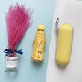 Compact yellow mini capsule umbrella with UPF50+ sun protection and matching zipper case - Thickened Lemon Yellow