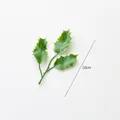 Artificial 16cm green holly leaf branch for Christmas decor weighing 2g per stem - 3-Fork Green Leaves