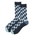 Herren Baumwollsocken mit blauem 3D-Würfelmuster und kontrastierenden Bündchen - 38-46 / Blau Verlauf Geometrisch (717C)