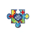 Detail of autism awareness puzzle patch with World Autism Day text and blue heart, 6.7x5.7cm - No.24-World Autism Day Heart