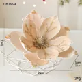 Champagne velvet poinsettia with glitter petals for luxury Christmas decoration - Champagne