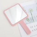 Pink square handheld mirror with ergonomic handle for makeup and beauty routine - 12*21.5cm Square Mirror / Pink