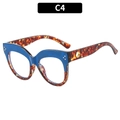 Occhiali cat-eye TR90 blu reale e tartarugati, montatura grande da donna stile C4 - Blu Tartaruga