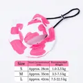 Adjustable sun hat for pets with ear holes and pink spotted pattern size chart - Pink White