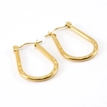 French vintage style gold U-shaped earrings with unique hammered metal texture for women - Gold