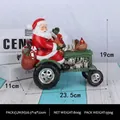 Resin Santa Claus on green vintage tractor figurine with chickens and gift sack - Santa Claus Driving Tractor