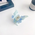 Elegant butterfly hair claw in blue and white marble acetate finish with gold spring - 5.5cm / Aqua Blue