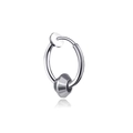 Polished silver ear cuff featuring a sliding double-cone bead on a minimalist metal ring - Steel Color Single Cone Ear Clip