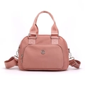Pink waterproof nylon handbag for women with top handles and adjustable shoulder strap - Pink