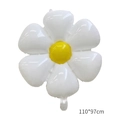 White daisy flower foil balloon with yellow center, large 110x97cm party decoration - Large Daisy Print