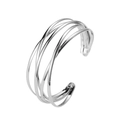 Polished silver multilayer wrap open cuff bracelet in minimalist geometric style - Silver Open Multi-layer Wrapped Bangle (10954)