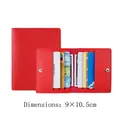 Compact red pebbled leather multi-slot card holder wallet with silver snap button - 9*10.5cm / Thick Material 8 Slots / Red