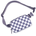 Adjustable purple and white checkerboard waist bag made of waterproof polyester - Mist Purple Checkerboard