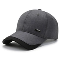 Berretto da baseball uomo grigio scuro e nero con targhetta metallica G HATS laterale - Grigio Bordo Nero
