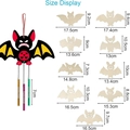 Halloween bat wind chime kit with red-black cartoon bat and nine wooden cutouts - 9Pcs Bat Theme Kit