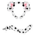 Dalmatiner-Plüsch-Stirnband mit gepunkteten Ohren und Schwanz Set für Cosplay - Rosa Gefleckt 2-Teiliges Set