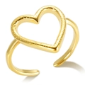 Adjustable gold plated stainless steel ring featuring a hollow heart pattern design - Style M Gold