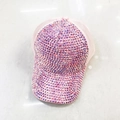 Berretto da baseball in rete rosa con strass viola e cangianti per donna - Taglia Adulto (Regolabile) / Cappello a rete rosa con strass rosa